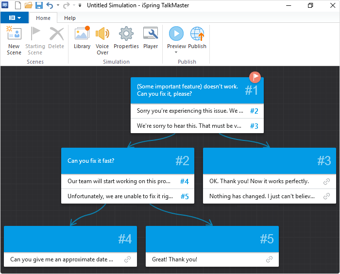Dialog simulation in iSpring Suite Create a dialog simulation in iSpring Suite