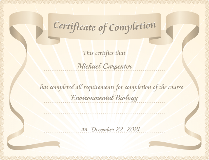 An example of a certificate An example of a certificate in iSpring Learn LMS