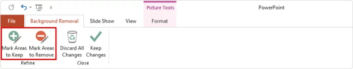 Mark Areas to Keep and Mark Areas to Remove buttons Mark Areas to Keep and Mark Areas to Remove buttons